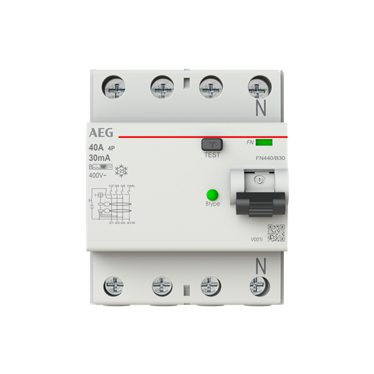 Fehlerstrom-Schutzschalter 4P Typ B 40 A, 30 mA, 4 TE