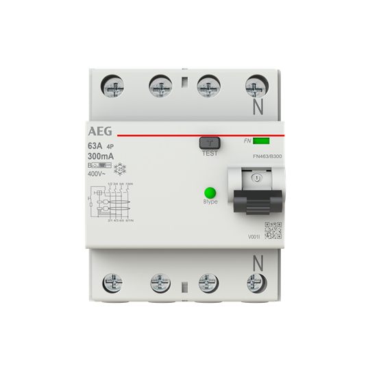 Fehlerstrom-Schutzschalter 4P Typ B 63 A, 300 mA, 4 TE