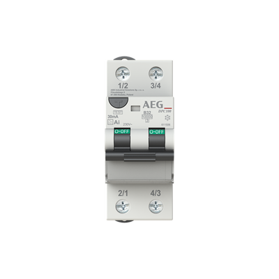 DPC100 AI B32/030 - LSFI-Schalter 2P Typ AI, B-Char., 32A, 30mA, 10kA