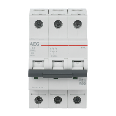 Leitungsschutzschalter AEG ElfaPlus 6 kA, B-Charakteristik, 63 A, 3P   