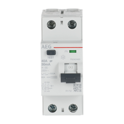 Fehlerstrom-Schutzschalter 2P Typ AI 40 A, 30 mA, 2 TE   