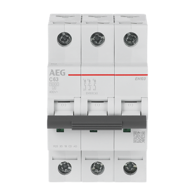 Leitungsschutzschalter AEG ElfaPlus 10 kA, C-Charakteristik, 63 A, 3P   