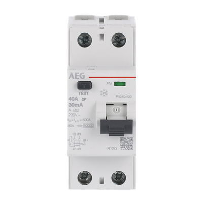 Fehlerstrom-Schutzschalter 2P Typ A 40 A, 30 mA, 2 TE   