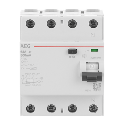 Fehlerstrom-Schutzschalter 4P Typ A 63 A, 300 mA, 4 TE   