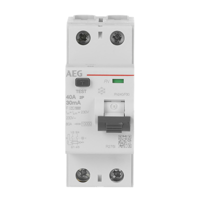 Fehlerstrom-Schutzschalter 2P Typ F 40 A, 30 mA, 2 TE   