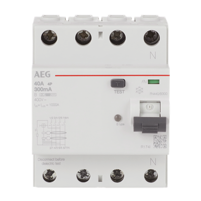 Fehlerstrom-Schutzschalter 4P Typ B 40 A, 300 mA, 4 TE   