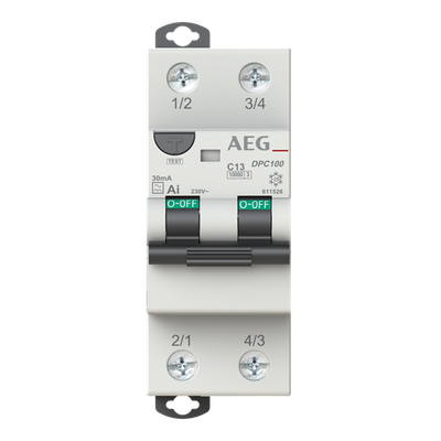 FI/LS-Schalter 2P Typ AI, C-Char., 13 A, 30 mA, 10 kA Alt-GE: 606947
