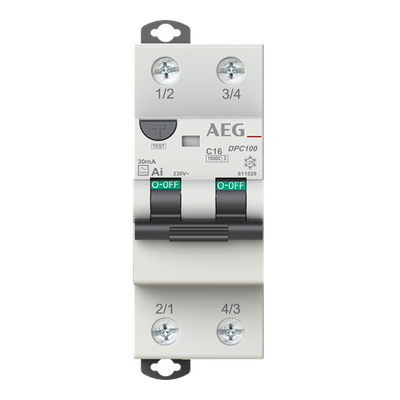 FI/LS-Schalter 2P Typ AI, C-Char., 16 A, 30 mA, 10 kA Alt-GE: 606948