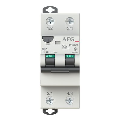 FI/LS-Schalter 2P Typ AI, C-Char., 40 A, 30 mA, 10 kA Alt-GE: 606952