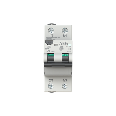 DPC100 AI C32/030 - LSFI-Schalter 2P Typ AI, C-Char., 32A, 30mA, 10kA