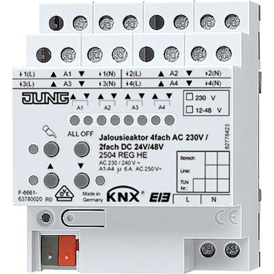 KNX Jalousieaktor 4fach AC 110-230 V, 2fach DC 12-48 V