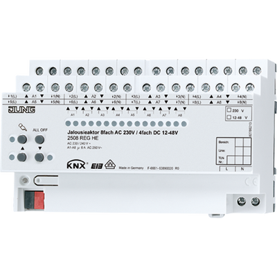 KNX Jalousieaktor 8fach AC 110-230 V, 4fach DC 12-48 V