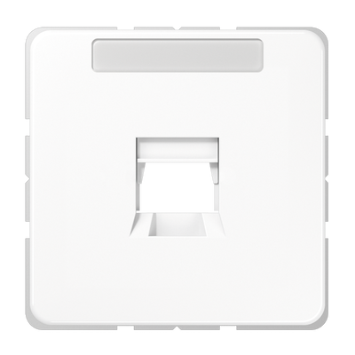 Abdeckung (gerastet) für Modular-Jack-Steckbuchsen, 1fach, UMA-CAT6A, RADIALL, Panduit, Assmann, mit Schriftfeld, Serie CD, alpinweiß