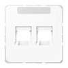 Abdeckung (gerastet) für Modular-Jack-Steckbuchsen, 2fach, UMA-CAT6A, RADIALL, Panduit, Assmann, mit Schriftfeld, Thermoplast, Serie CD, alpinweiß
