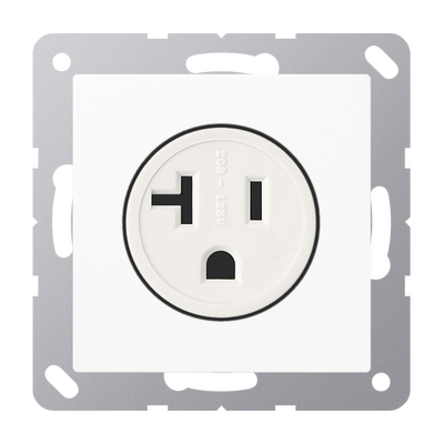 Steckdose, US-Norm NEMA, 20 A 125 V ~, Schraubklemmen, Thermoplast, Serie AS/A, alpinweiß