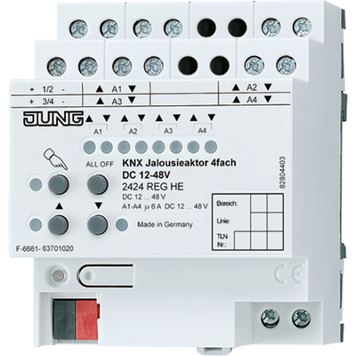 KNX Jalousieaktor 4fach DC 12-48 V, 4 TE