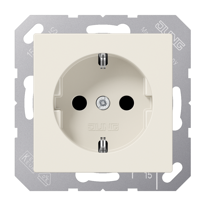 SCHUKO®-Steckdose, 16 A 250 V ~, Duroplast, Serie AS, weiß (ivory)