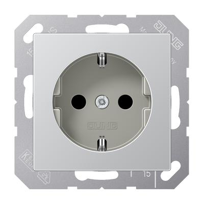 SCHUKO®-Steckdose, 16 A 250 V ~, Duroplast lackiert, Serie A, aluminium