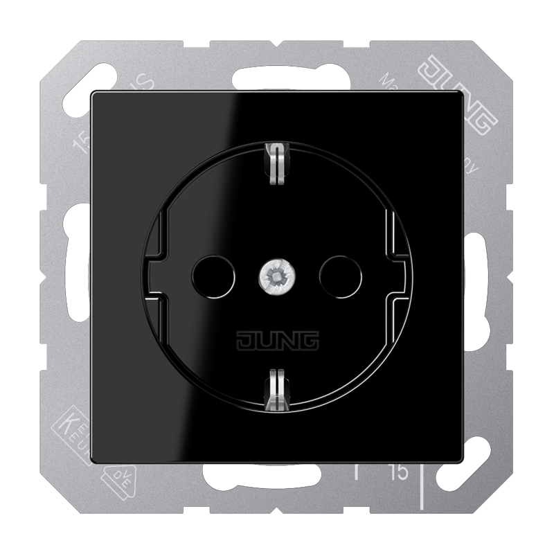 SCHUKO®-Steckdose, 16 A 250 V ~, Duroplast, Serie A, schwarz