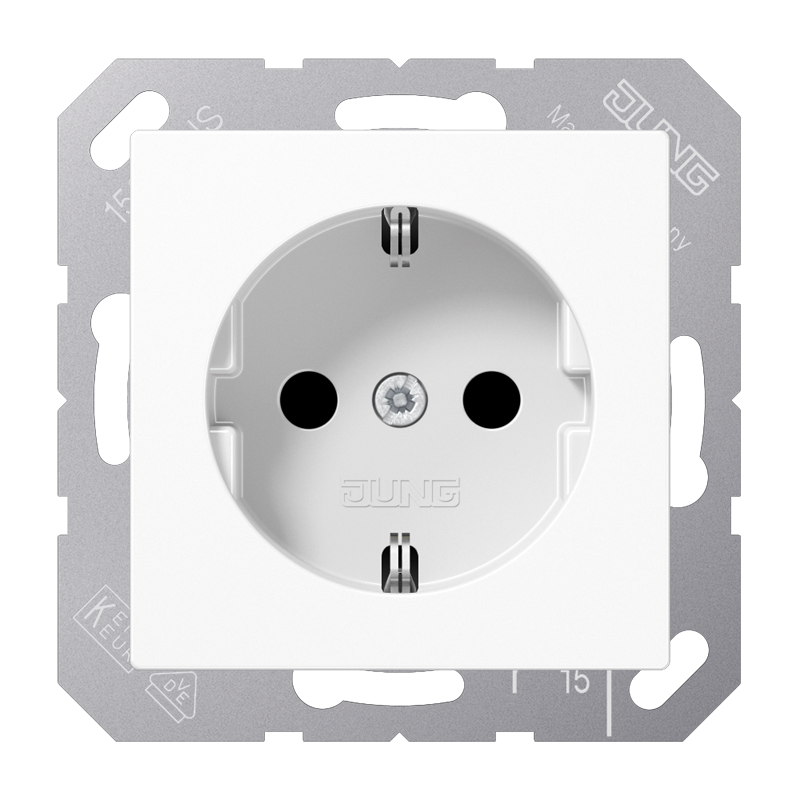 SCHUKO®-Steckdose, 16 A 250 V ~, Thermoplast, Serie AS/A, alpinweiß