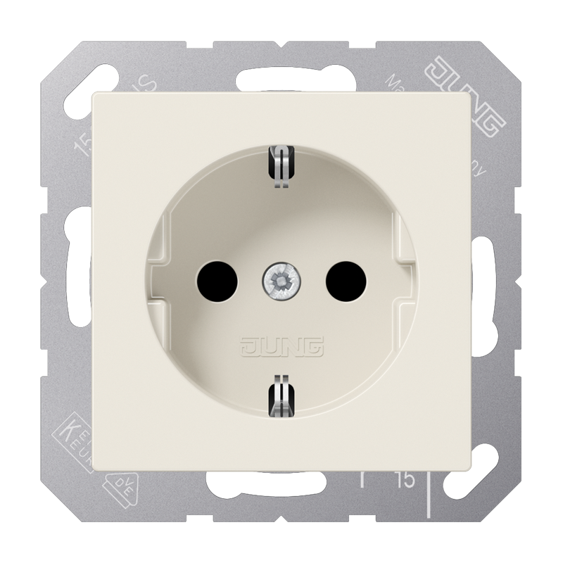 SCHUKO®-Steckdose, 16 A 250 V ~, Safety Plus, Duroplast, Serie AS, weiß (ivory)