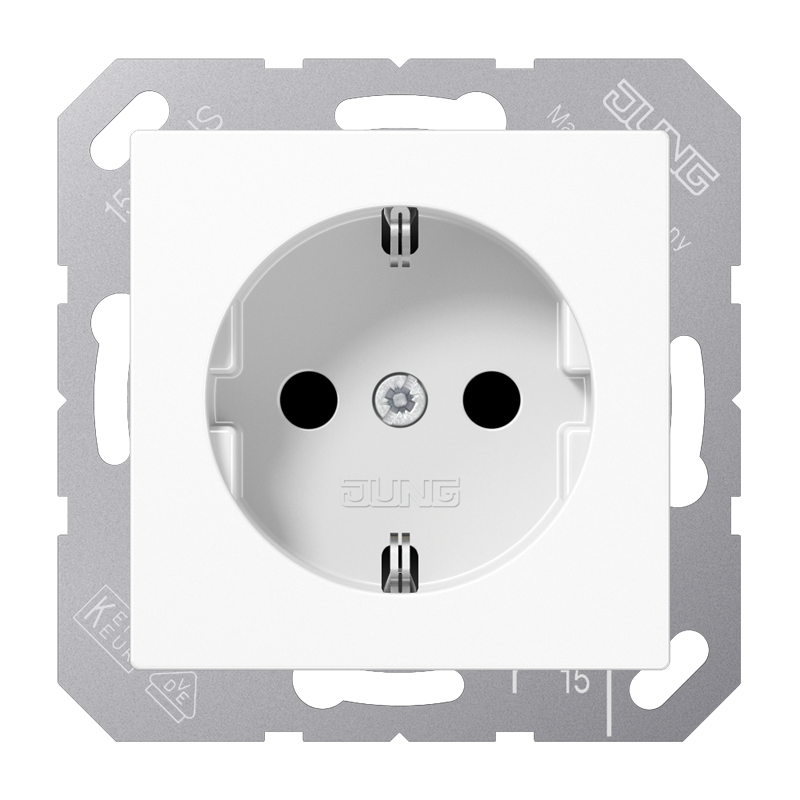 SCHUKO®-Steckdose, 16 A 250 V ~, Safety Plus, Duroplast, Serie AS/A, alpinweiß
