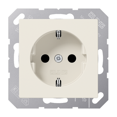 SCHUKO®-Steckdose, 16 A 250 V ~, ohne Krallen, Safety Plus, Duroplast, Serie AS, weiß (ivory)