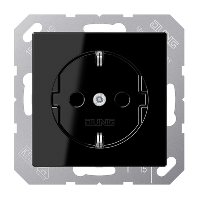 SCHUKO®-Steckdose, 16 A 250 V ~, ohne Krallen, Safety Plus, Duroplast, Serie A, schwarz