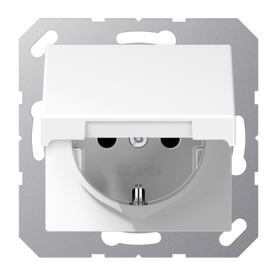 SCHUKO®-Steckdose, 16 A 250 V ~, Klappdeckel, Duroplast, Serie A, alpinweiß