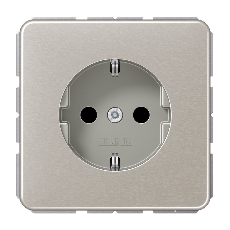 SCHUKO®-Steckdose, 16 A 250 V ~, Aluminium eloxiert, Serie CD, platin