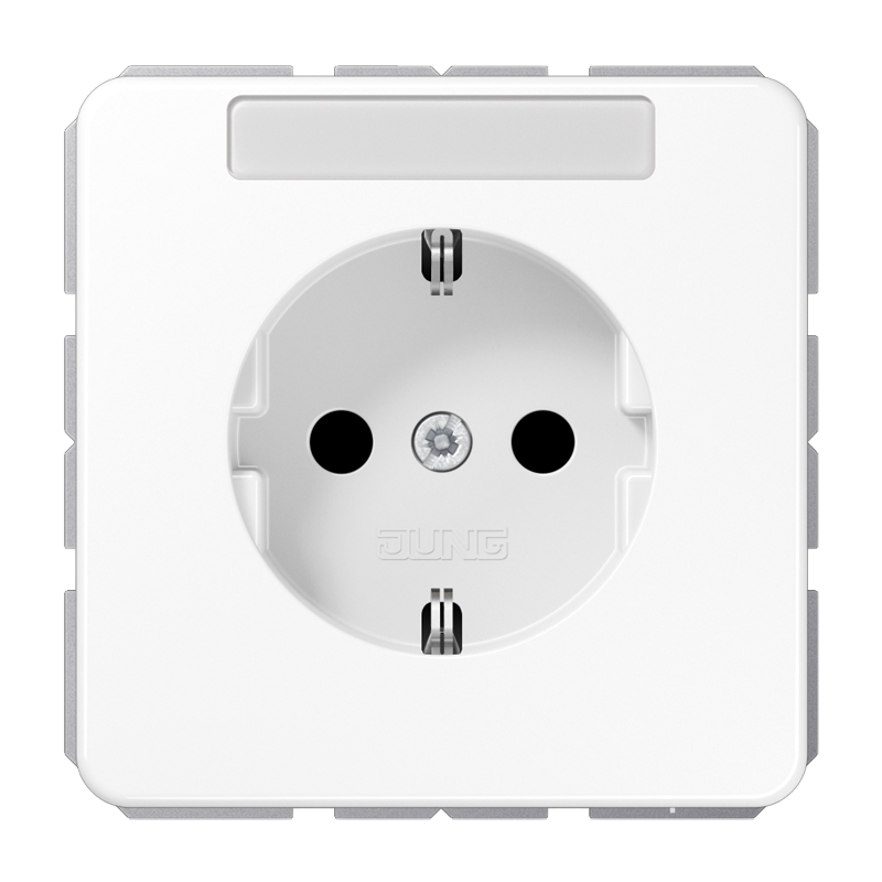 SCHUKO®-Steckdose, 16 A 250 V ~, mit Schriftfeld, Duroplast, Serie CD, alpinweiß
