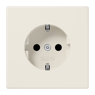 SCHUKO®-Steckdose, 16 A 250 V ~, ohne Krallen, Safety Plus, Duroplast, Serie LS, weiß (ivory)