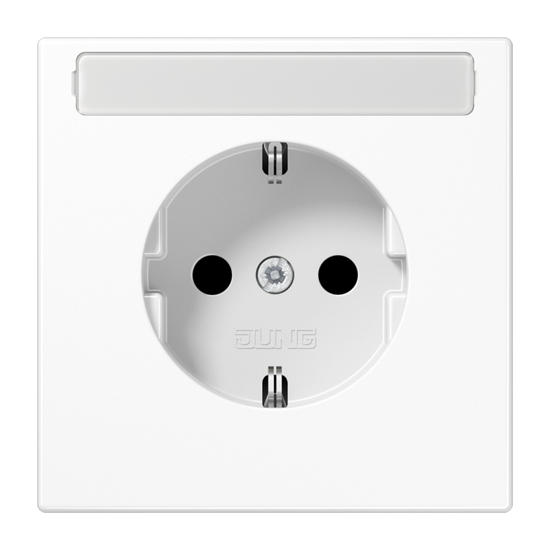 SCHUKO®-Steckdose, 16 A 250 V ~, mit Schriftfeld, Safety Plus, Duroplast, Serie LS, alpinweiß