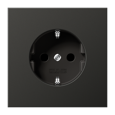 SCHUKO®-Steckdose, 16 A 250 V ~, ohne Krallen, Safety Plus, Aluminium lackiert, Serie LS, anthrazit