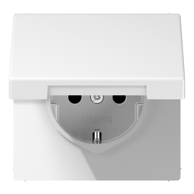SCHUKO®-Steckdose, 16 A 250 V ~, Klappdeckel, Duroplast, Serie LS, alpinweiß