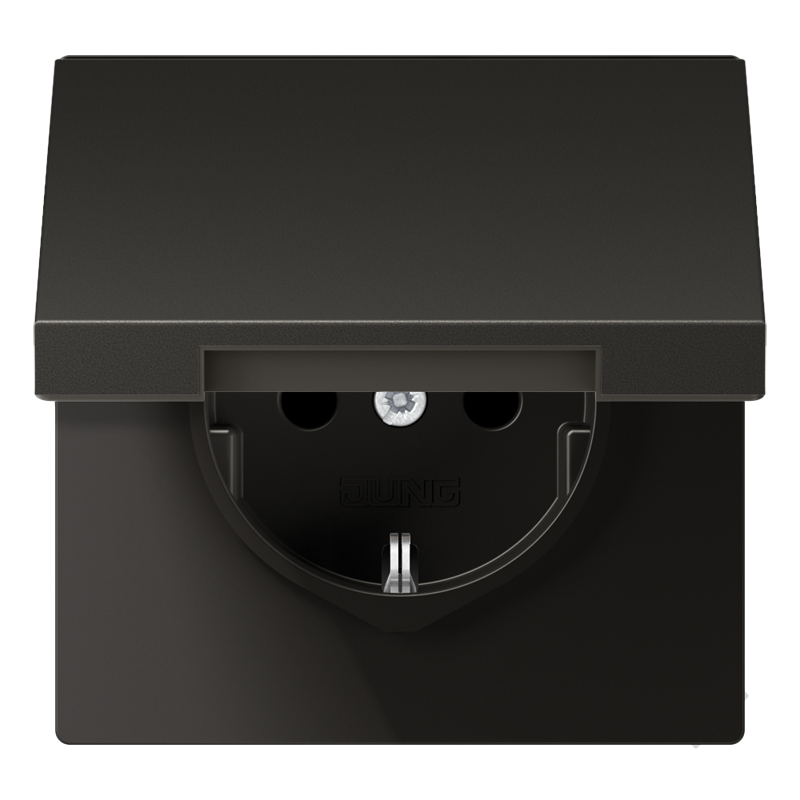 SCHUKO®-Steckdose, 16 A 250 V ~, Klappdeckel, Aluminium lackiert, Serie LS, anthrazit