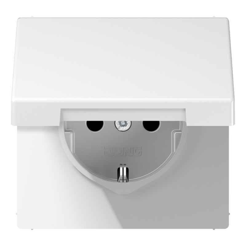 SCHUKO®-Steckdose, 16 A 250 V ~, Safety Plus, Klappdeckel, Duroplast, Serie LS, alpinweiß