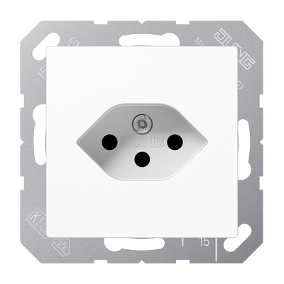 Einfach-Steckdose, Schweizer Norm, Typ 13, Serie AS/A, alpinweiß