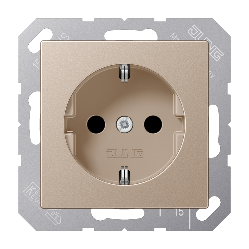SCHUKO®-Steckdose, 16 A 250 V ~, Duroplast lackiert, Serie A, champagner