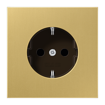 SCHUKO®-Steckdose, 16 A 250 V ~, ohne Krallen, Safety Plus, Serie LS, Messing classic