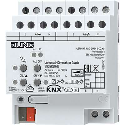 KNX LED-Universal-Dimmaktor, AC 110 ... 230 V ~, 50/60 Hz, 4 TE