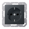 SCHUKO®-Steckdose, 16 A 250 V ~, ohne Krallen, Thermoplast lackiert, Serie A, anthrazit matt