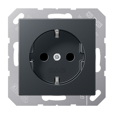 SCHUKO®-Steckdose, 16 A 250 V ~, ohne Krallen, Thermoplast lackiert, Serie A, anthrazit matt