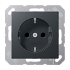 SCHUKO®-Steckdose, 16 A 250 V ~, ohne Krallen, SAFETY+, Thermoplast lackiert, Serie A, anthrazit matt
