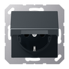 SCHUKO®-Steckdose, 16 A 250 V ~, Klappdeckel, Thermoplast lackiert, Serie A, anthrazit matt