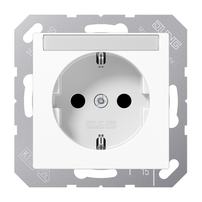 SCHUKO®-Steckdose, 16 A 250 V ~, mit Schriftfeld, Thermoplast, Serie A, alpinweiß