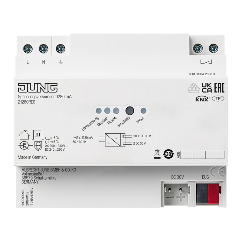 KNX Spannungsversorgung, 1.280 mA, REG, 6 TE