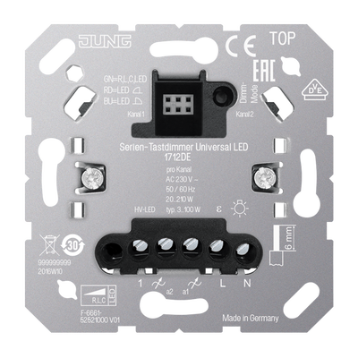 Serien-Tastdimmer Universal LED, mit Nebenstelleneingang, UP