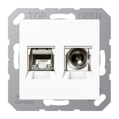 Smart-TV-Anschlussdose 2fach, Thermoplast, Serie AS/A, alpinweiß