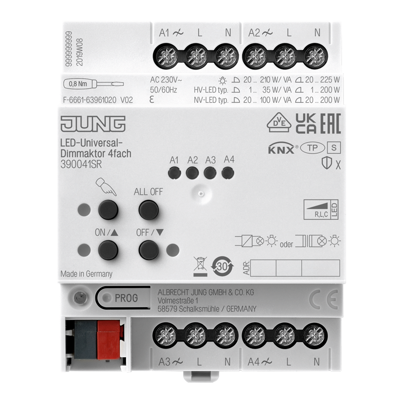 KNX LED-Universal-Dimmaktor 4fach, REG, 4 TE, Secure